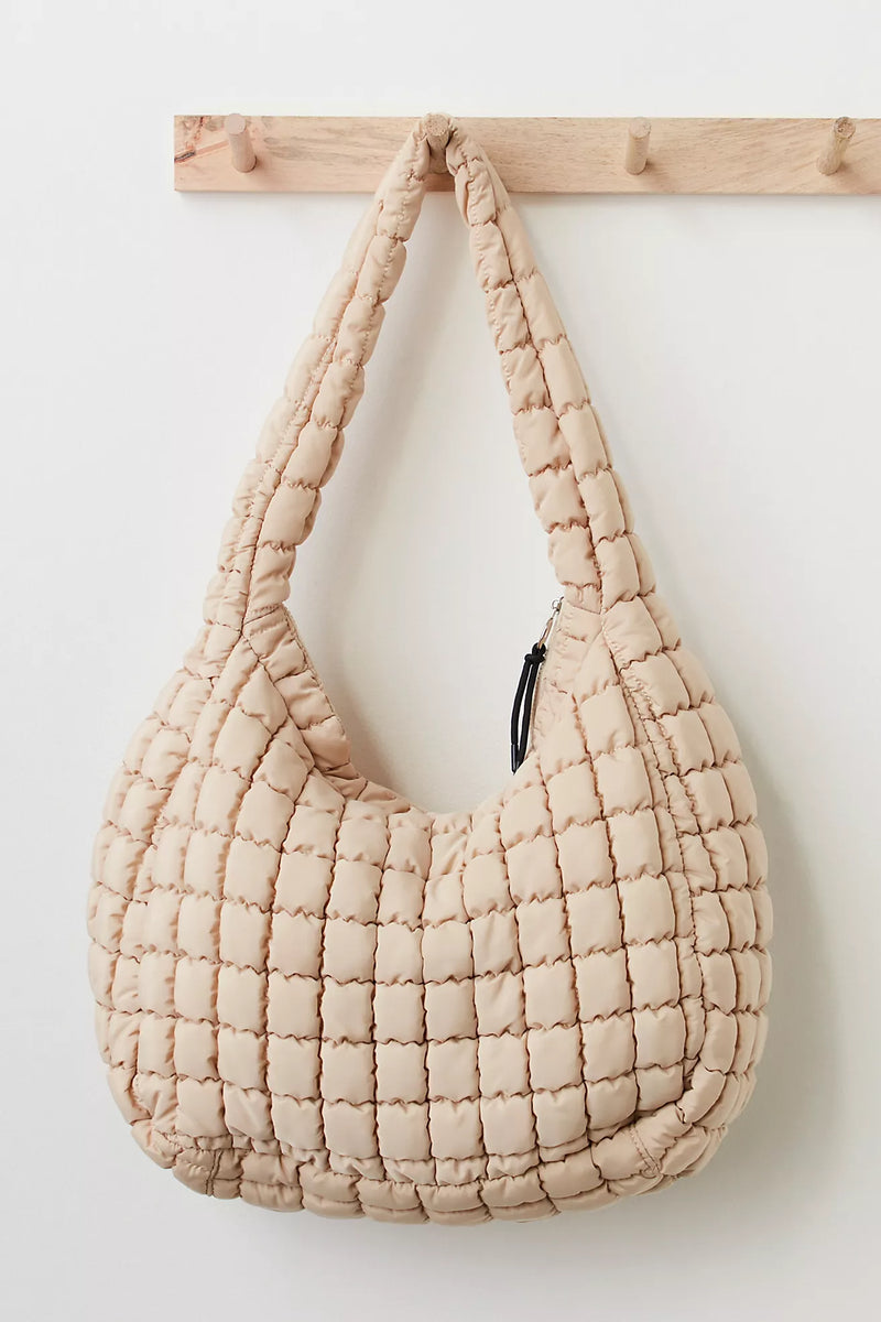 COS Oversized Quilted Crossbody Bag in Natural