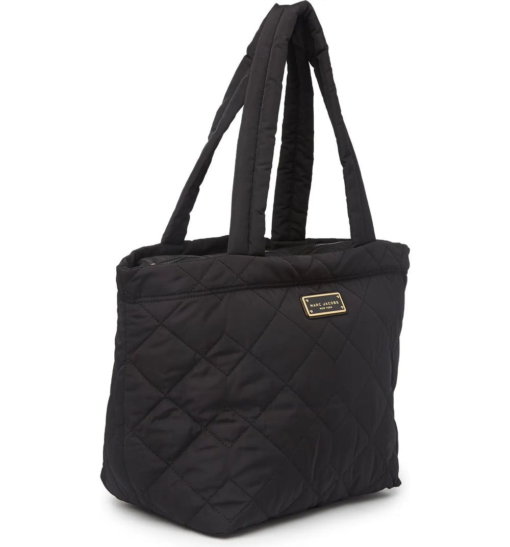 NWT RETAIL $275 MARC JACOBS Quilted Nylon Tote BLACK LARGE-zipper Top🌸