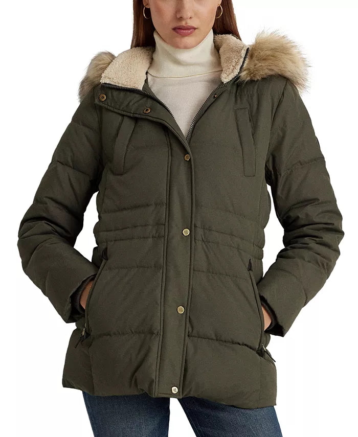 Lauren Ralph Lauren Women's Faux-Fur-Trim Hooded Puffer Coat – Popshop Usa