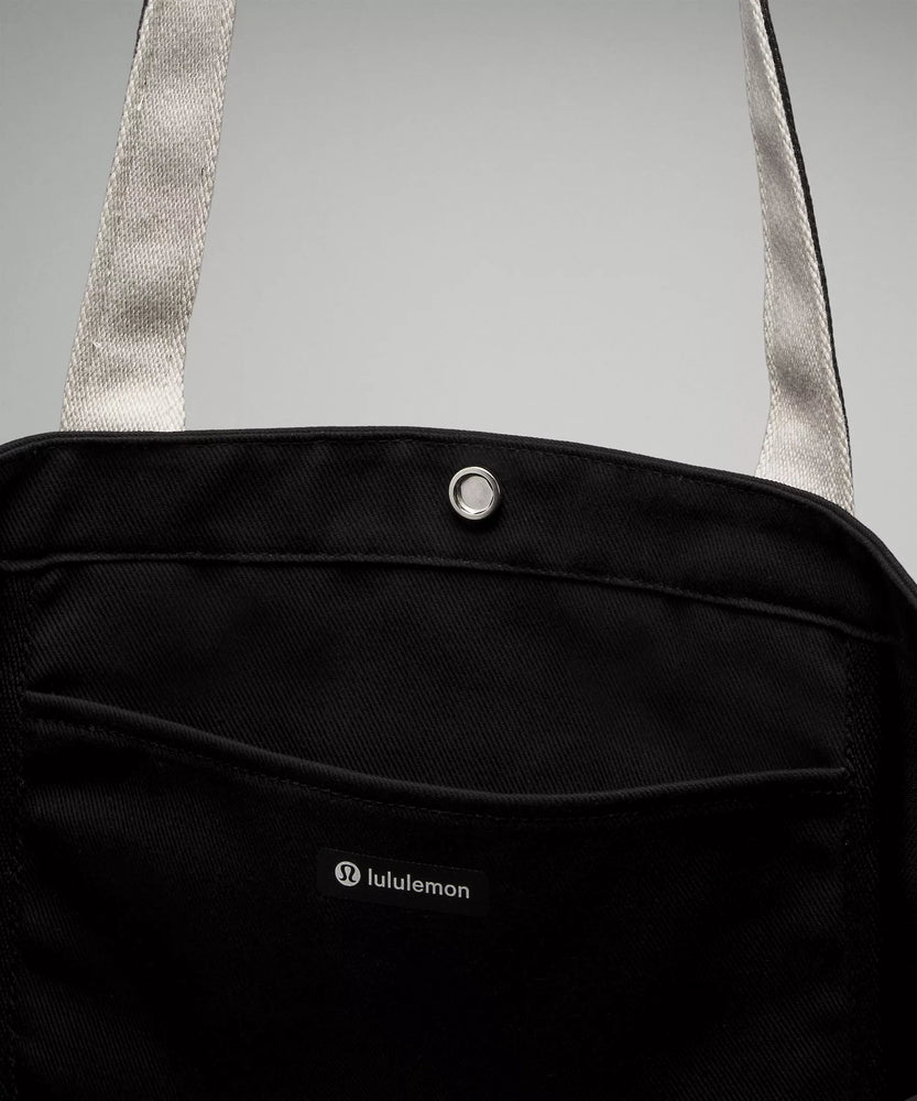 Lululemon Daily Multi-Pocket Canvas Tote Bag 20L - White/Natural/Medium Forest Cotton Fabric