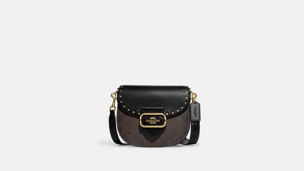 Coach Morgan Saddle Bag In Colorblock Signature Canvas With Rivets