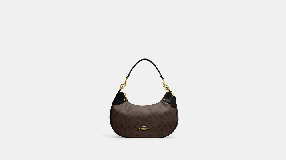 Coach Signature Brown Hobo Shoulder Bag.