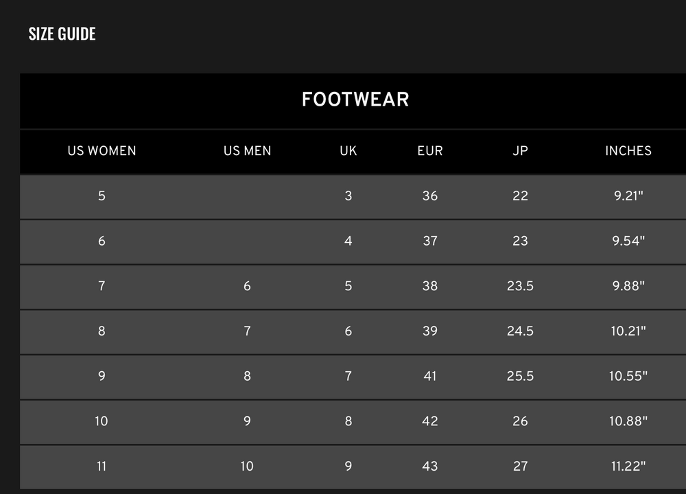 Hollister shoe shop sizes